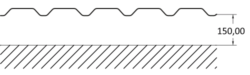 1) Akustikprofil TR 35/207 ohne Fleece + 150mm Abstand.
