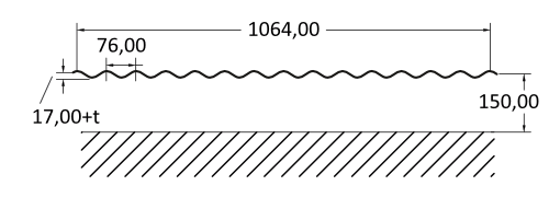 1) Akustikprofil WB 18/76 ohne Fleece + Abstand 150mm.