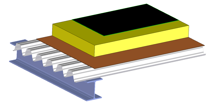 Einschalig oberseitig w&auml;rmeged&auml;mmter Dachaufbau
